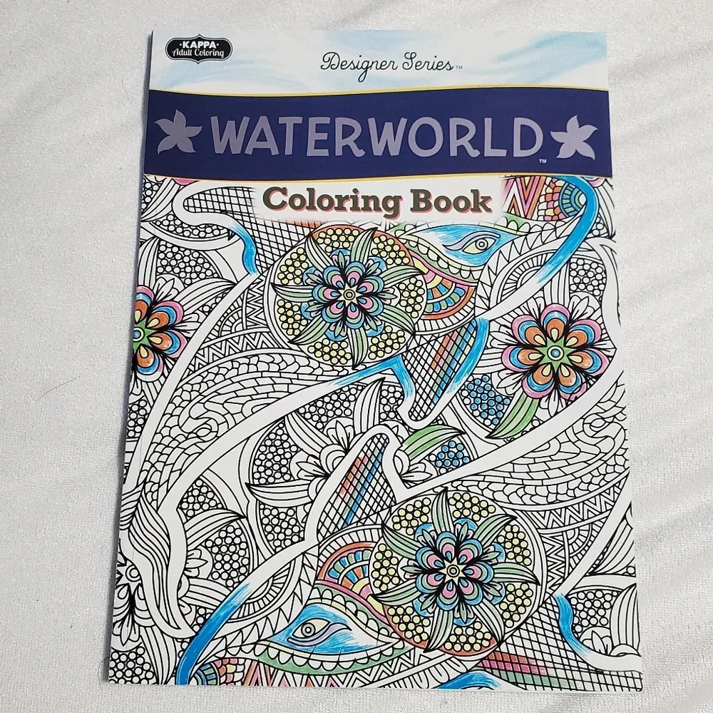 NEW Kappa Mandalas/Waterworld Adult Coloring Activity Books Bundle 2